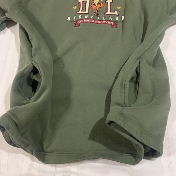 Disneyland Tigger Sweatshirt Large Green DL Hoodie Hooded w/ Pockets Embroidered - Picture 5 of 16